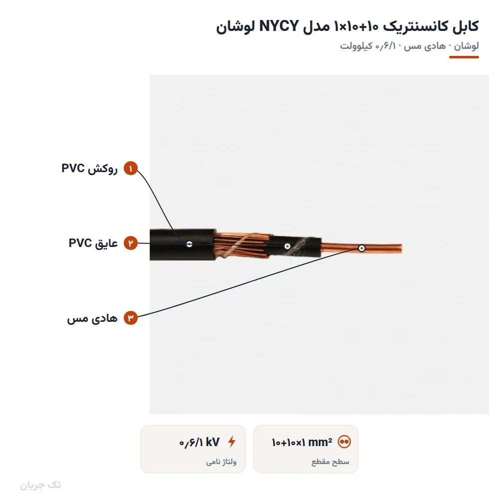 کابل کانسنتریک ۱۰+۱۰×۱ مدل NYCY لوشان